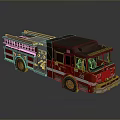 Red and White Fire Truck With Ladder Classic Emergency Vehicle Number 02 on Reflective Surface