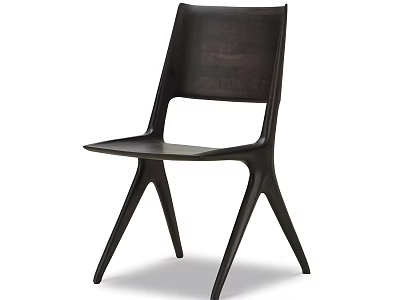 Modern Black Wooden Leisure Chair With Sleek Three Legged Design And Contoured Backrest 3d model