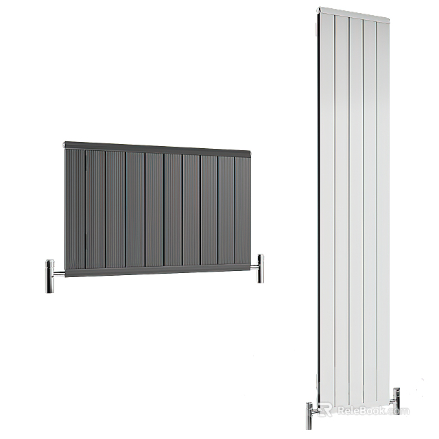Modern Wall Mounted Steel Radiator with Vertical Striped Grey Panel Design 3d model 