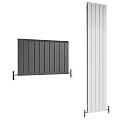 Modern Wall Mounted Steel Radiator with Vertical Striped Grey Panel Design