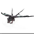 Mythical Dragon With Purple Silver Scales Spreading Wings On White Surface