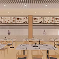 Dining table in staff restaurant 3d model