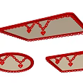 Red Ceiling Lights with Chain Decoration and Heart Pendants Triangular and Oval Shaped Design 3d model