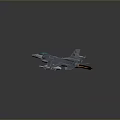 Gray Fighter Jet Model With Blue Canopy Missiles Under Wings And Tail Flame