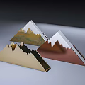 Mountain Shaped Decorative Home Living Accessories with Gold Brown Yellow Textured Surfaces and White Tops