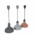 Two Gray And Copper Metallic Finish Dome Shaped Ceiling Lights With Metal Rods 3d model