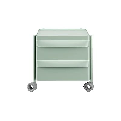 Light Green Mobile Chest of Drawers with Three Drawers and Wheels 3d model