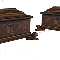 Vintage Wooden Chests Featuring Intricate Carved Designs And Animal Shaped Feet