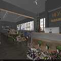 Floral Lifestyle Shop Interior With Colorful Bouquets Green Plants And Tables