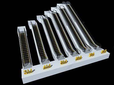 Structural Components Featuring 3M 4M 5M 6M 7M 8M Lengths And White Base 3d model