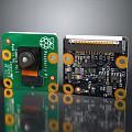Raspberry Pi Camera Module And Black Circuit Board With Electronic Components And Mounting Holes