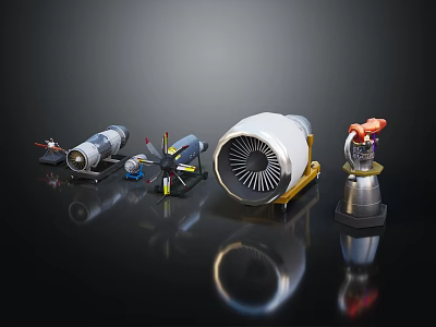 Various Types Of Industrial Equipment Including Turbines Engines And Mechanical Parts 3d model