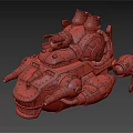 Smart Machine In Steampunk Design With Red Gold Accents And Mechanical Cannon Parts