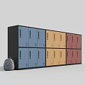 Colorful Metal Storage Lockers With Multiple Compartments And Modern Design 3d model