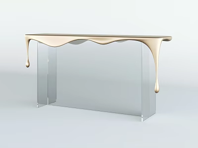 Modern Display Shelf with Gold Dripping Top and Clear Glass Legs Stylish Home Decor 3d model
