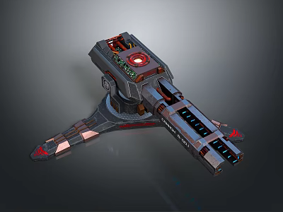 Futuristic Sci Fi Landscape Featuring Red And Black Mechanical Structure With Glowing Core 3d model