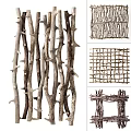 Natural Tree Branches Crafted Into Fences Woven Panels And Decorative Frames 3d model