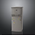 Light Gray Standing Water Dispenser With Colorful Stickers Modern Electronic Appliance