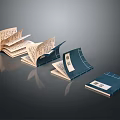 Traditional Open Books With Dark Blue Covers And Light Colored Pages At Various Angles