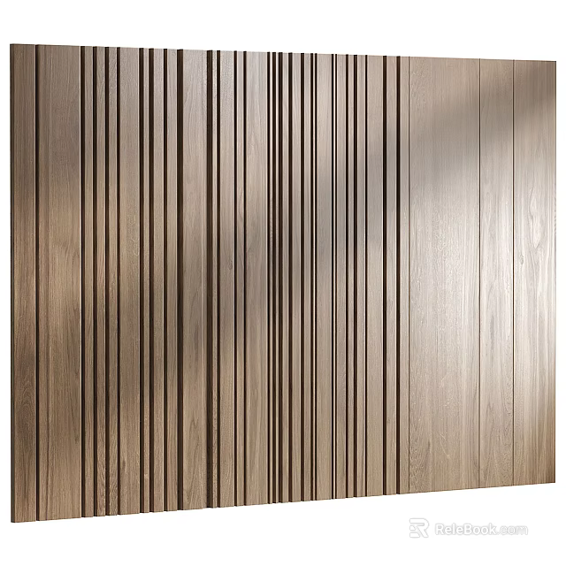 Modern Wooden Vertical Slats Wall Design Featuring Soft Light Shadow And Natural Texture 3d model