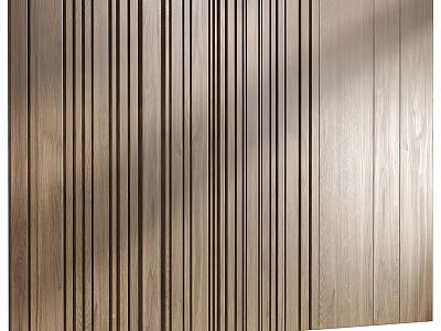 Modern Wooden Vertical Slats Wall Design Featuring Soft Light Shadow And Natural Texture 3d model