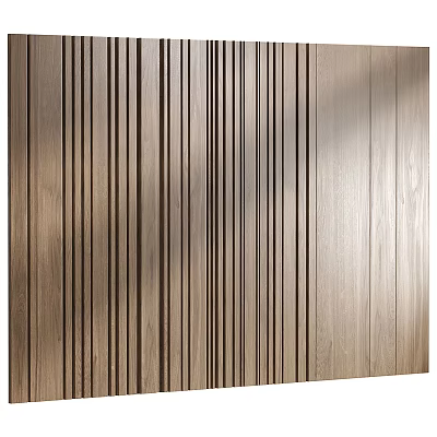 Modern Wooden Vertical Slats Wall Design Featuring Soft Light Shadow And Natural Texture 3d model