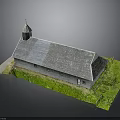 Rural Church Building With Gray Roof Steeple And Green Grass Surroundings