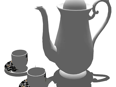 Classic Tea Set With Teapot Teacups And Saucers For Home Use 3d model