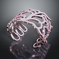 Elegant Metal Tiara Headpiece With Pink Gemstones And Filigree Design