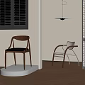 Modern Minimalist Dining Chairs With Wooden Curved Armrests Black Cushion And Metal Frame