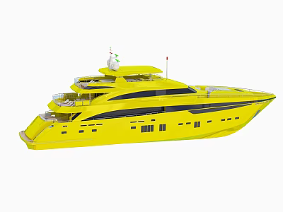 Yellow Luxury Yacht With Multi Level Decks And Modern Exterior 3d model
