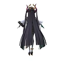 Woman With Long Dark Hair And Horns In White Green Outfit With Decorative Headdress 3d model
