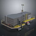 Advanced Space Ground Control Facility With Antenna Ladder And Yellow Railings