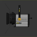 Professional Stage Spotlight With Black Barn Doors Silver Body And Yellow Control Knob Handle
