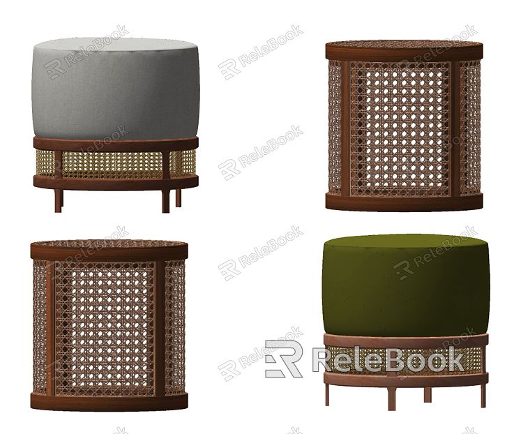 Modern Stool Rattan Stool Sitting Pier model