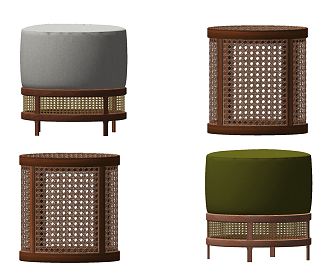 Modern Stool Rattan Stool Sitting Pier 3d model