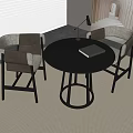 Nordic Hotel Leisure Table and Chair Nordic Saddle Leather Leisure Backrest Chair Nordic Table Lamp Reading Lamp Negotiation Table and Chair Round Table 3d model