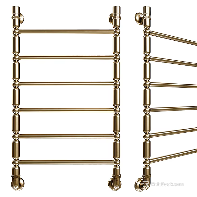 Gold Metal Bathroom Cabinet Rack With Multiple Storage Shelves Design 3d model 
