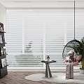 Stylish Black Round Hanging Chair In Modern Indoor Space With Side Table And Plants