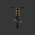 Modern Mountain Bike With Gray Red Frame Golden Fork And Large Wheels