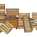 Wooden Display Shelves With Stackable Crates And Various Sizes For Retail Storage 3d model