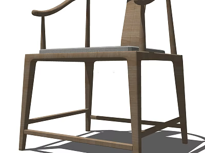 Stylish Wooden Armchair With Curved Armrests Light Upholstered Seat And Minimalist Design 3d model