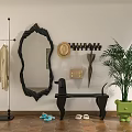 Mirror Shoe Changing Stool Hanger 3d model