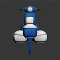 Blue And White Cartoon Style 3D Motorcycle Model With Headlight And Seat