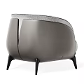 Modern Accent Chair with Gray Fabric Upholstery Curved Backrest and Black Metal Legs