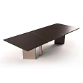 Modern Dining Table With Dark Tabletop And Geometric Metal Legs Design 3d model