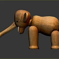 Handmade Wooden Elephant Doll with Carved Details and Smooth Surface 3d model