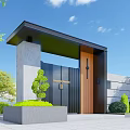 Modern Entrance Gate With House Number 105 Gray Wall Wooden Accent And Green Plants