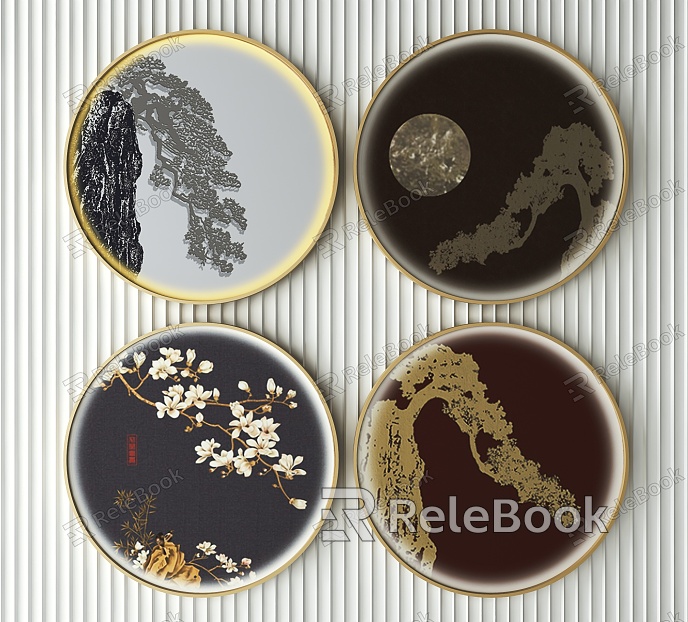 New Chinese Round Frame Painting Decorative Painting model