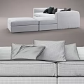 Modern Light Gray Sectional Sofa Set With Dark Accent Pillows And Ottoman 3d model
